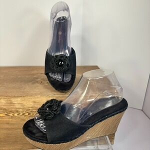 Lindsay Phillips Floral Espadrille Platform Wedge Sandals SZ 7.5 Embellished